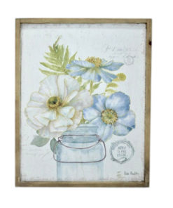Flowers in Vase Wooden Framed Canvas Print