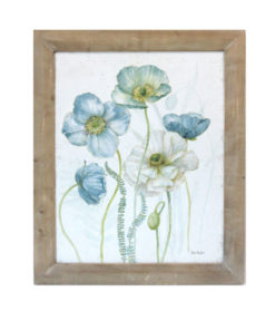 Blue & White Flowers Wooden Framed Canvas Print