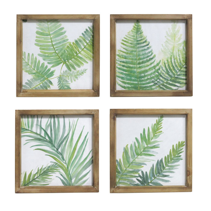 Set of 4 Wooden Framed Fern Canvas Prints