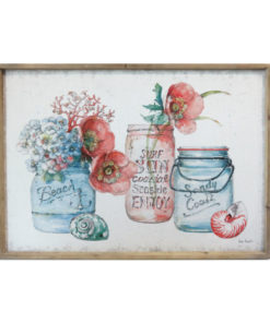 Flowers in Jars Wooden Framed Canvas Print