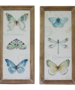 Wooden Framed Butterfly and Dragonfly Print