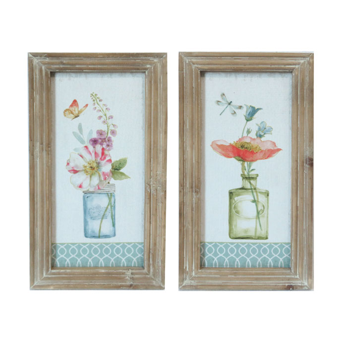 Flowers in Vases Wooden Framed Canvas Prints