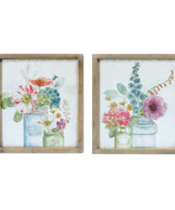 Flowers in Bottles and Jars Wooden Framed Canvas Prints
