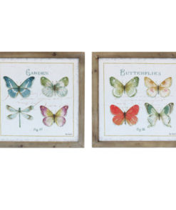 Set of 2 Square Butterfly & Dragonfly Wooden Framed Canvas Prints