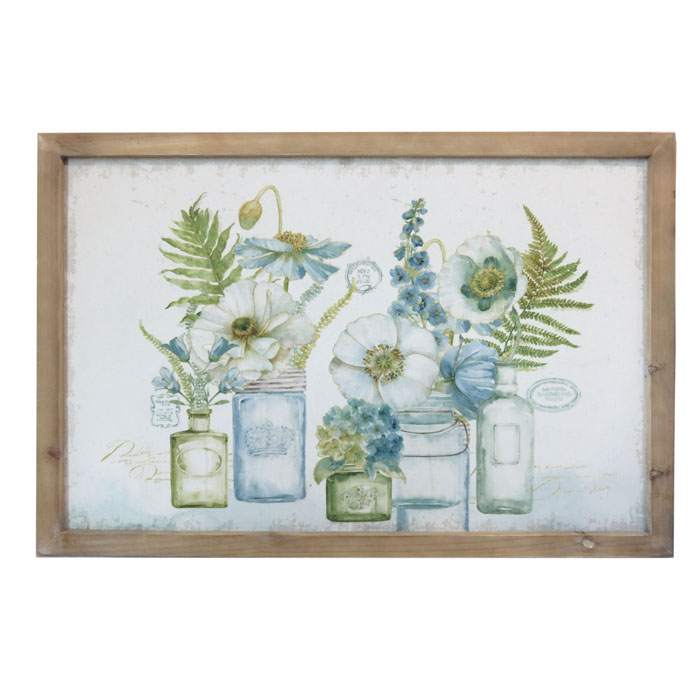 Flowers in Bottles and Jars Wooden Framed Canvas Prints