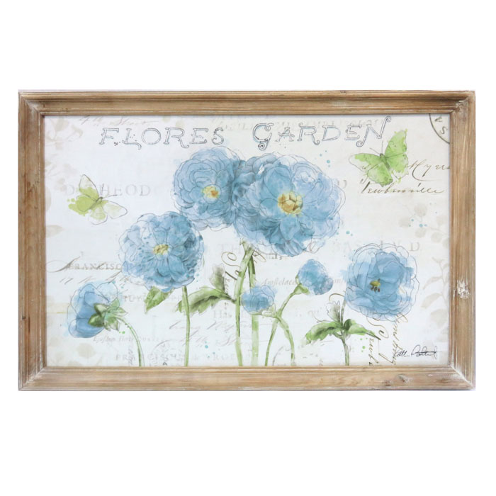 Floral Garden Wooden Framed Canvas Print