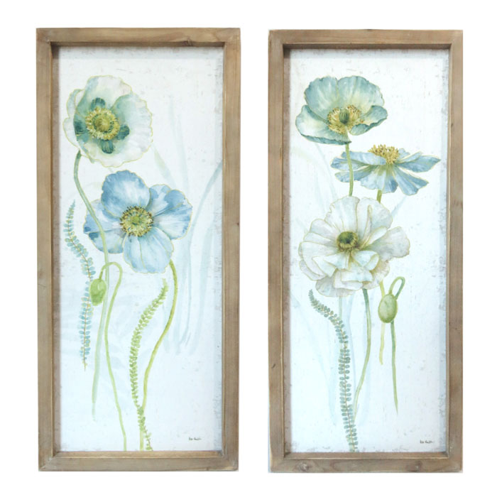 Wooden Framed Blue and White Flowers Canvas Print
