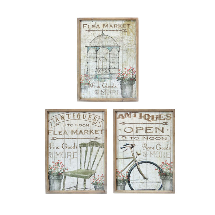 Set of Three Wooden Framed Canvas Prints
