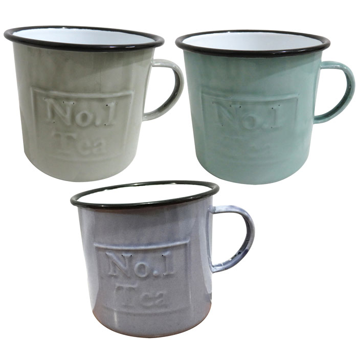 Set of 3 Enamel Tea Mugs