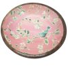 Small Painted Pink Wood Bowl Bird Flower Serving Fruit Food Keys Plate Dish