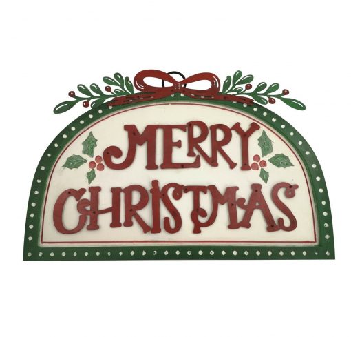 Handmade Wall Mountable Merry Christmas Sign Picture Red & Green Xmas