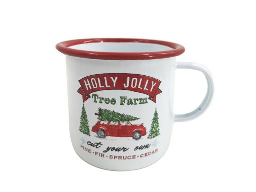 Unique Painted White Xmas Mug Drink Cup Water Mulled Wine Christmas Tree