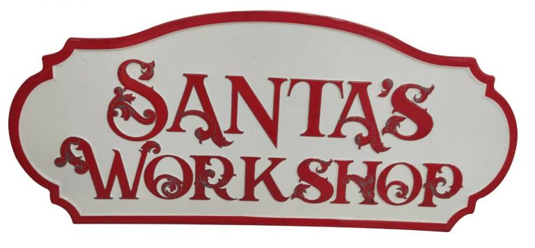 Aged Santa’s Workshop Wall Sign Xmas Grotto Outdoor Christmas ...